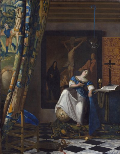 Allegory of Faith - Maleri av Johannes Vermeer (Vermeer de Delft) (1632-1675), Olje på lerret av Johannes Vermeer