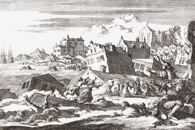 1692 jordskjelv ved Port Royal, Jamaica. av Jan (after) Luyken