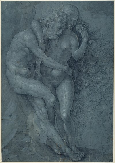 Adam og Eva (penn og svart blekk med hvit kroppsfarge på papir) av Jan (c.1472 c.1533) Gossaert