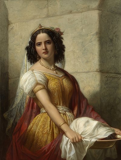 Salome med hodet til døperen Johannes. Rundt 1861 av Jan Adam Janszoon Kruseman