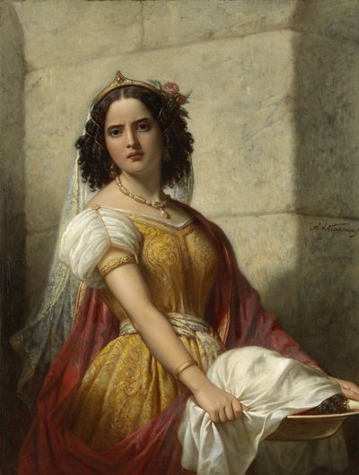 Salome med døperen Johannes#39; hode, ca. 1861 (olje på lerret) av Jan Adam Janszoon Kruseman