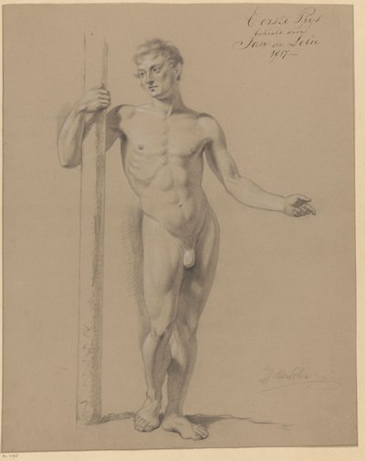 Stående mannlig naken, sett forfra (1. premie 1817) av Jan Adriaan Antonie de Lelie