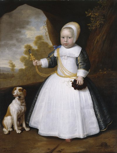 Portrett av en gutt med en hund av Jan Albertsz Rootius