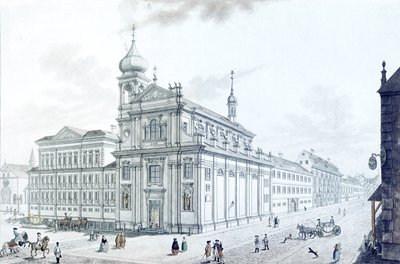 Church of Hibernians (irske fransiskanere) og Hibernian (Hybernská) Street, 1781 av Jan Balzer