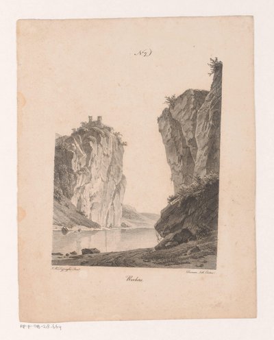 Rotsen langs het vann Bergarter (tittel på objekt) Prinsipper for landskap hentet fra naturen og utført på stein (serietittel) av Jan Baptiste de Jonghe