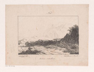 Rotsplateau Steinete terrasse (tittel på objekt) Prinsipper for landskap hentet fra naturen og utført på stein (serietittel) av Jan Baptiste de Jonghe