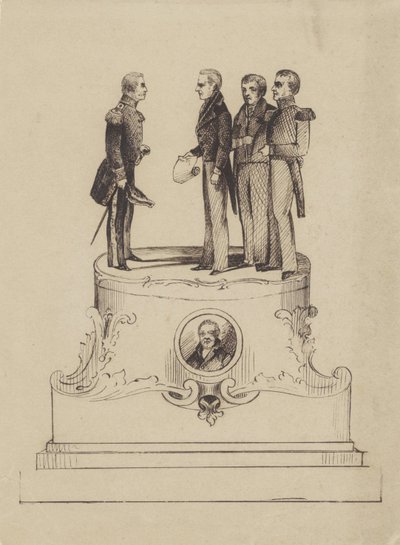 Design for et monument for 50 års uavhengighet fra kongeriket Nederland i 1863 av Jan Bos