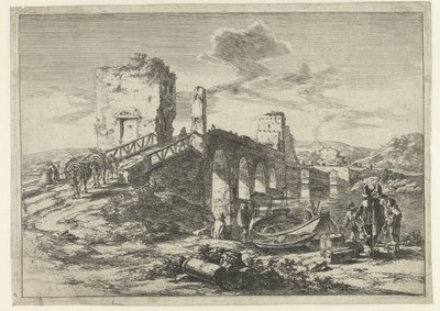 Landskap med bro, Ponte Molle Landskap rundt Roma (serietittel) av Jan Both