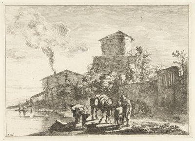 Menn og et muldyr på Via Appia Landskap rundt Roma (serietittel) av Jan Both
