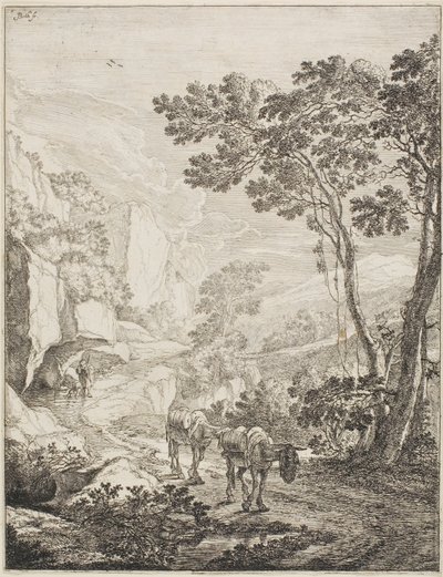 The Two Mules, fra et sett med fire italienske landskap av Jan Both