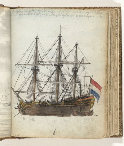 East Indiaman for anker av Jan Brandes