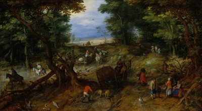 En skogsvei med reisende, 1607. av Jan Brueghel the Elder
