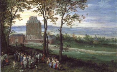 Erkehertug Albrecht og Isabella før Castle Mariemont av Jan Brueghel the Elder