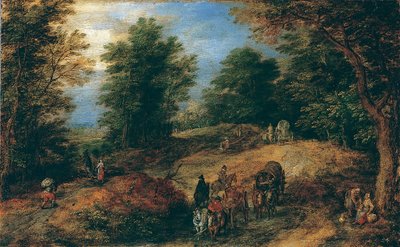 Landskap med reisende på en skogssti, ca. 1607. av Jan Brueghel the Elder
