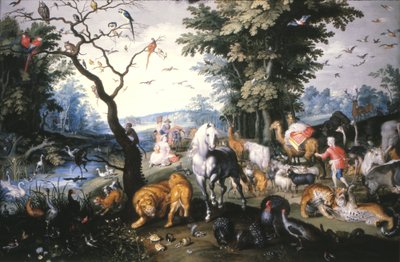 Dyrene som kommer inn i Noahs Ark av Jan Brueghel the Younger