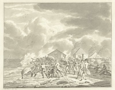 Oversvømmelsen av Diemerzeedijk nær Amsterdam, 1776 av Jan Bulthuis (signed by artist)