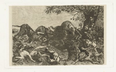 Hundejakt etter villsvin av Jan Cassiers