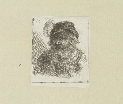 Bebaarde mann setter pluimhoed The Compleat Work of Etchings av John Chalon / Oeuvre Complette des Eaux Fortes av Jean Chalon (serietittel) av Jan Chalon