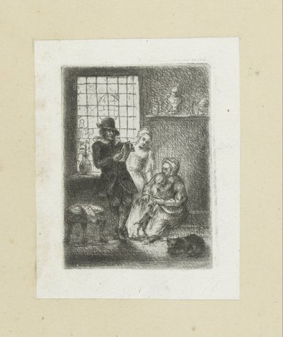 Interiør setter een gezin The Compleat Work of Etchings av John Chalon / Oeuvre Complette des Eaux Fortes av Jean Chalon (serietittel) av Jan Chalon