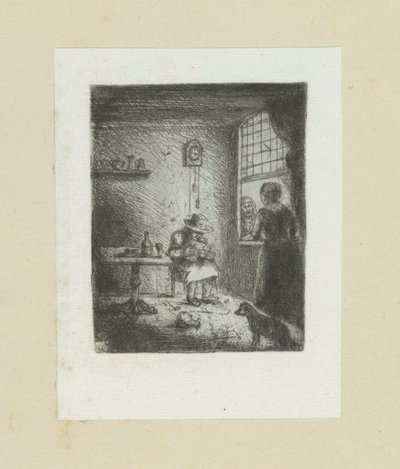 Interiør setter lezende mann The Compleat Work of Etchings av John Chalon / Oeuvre Complette des Eaux Fortes av Jean Chalon (serietittel) av Jan Chalon