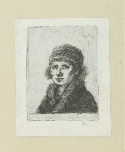 Jonge mann setter bontkraag The Compleat Work of Etchings av John Chalon / Oeuvre Complette des Eaux Fortes av Jean Chalon (serietittel) av Jan Chalon