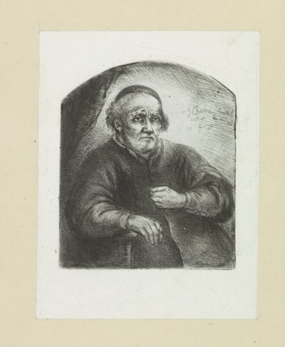 Oude mann in en leunstoel The Compleat Work of Etchings av John Chalon / Oeuvre Complette des Eaux Fortes av Jean Chalon (serietittel) av Jan Chalon