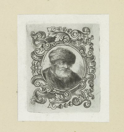 Oude mann møtte bonthoed i ornamentrand The Compleat Work of Etchings av John Chalon / Oeuvre Complette des Eaux Fortes av Jean Chalon (serietittel) av Jan Chalon