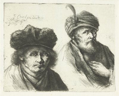 To menn, med hatt og turban av Jan Chalon