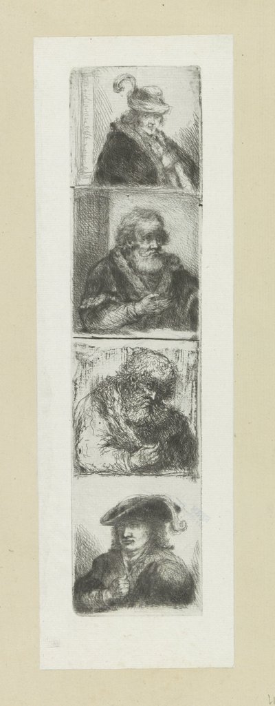 Vier mansportretten The Compleat Work of Etchings av John Chalon / Oeuvre Complette des Eaux Fortes av Jean Chalon (serietittel) av Jan Chalon