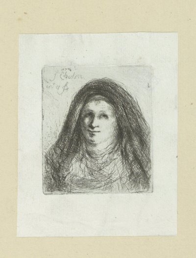 Voksen kvinne med skjerf The Compleat Work of Etchings av John Chalon / Oeuvre Complette des Eaux Fortes av Jean Chalon (serietittel) av Jan Chalon