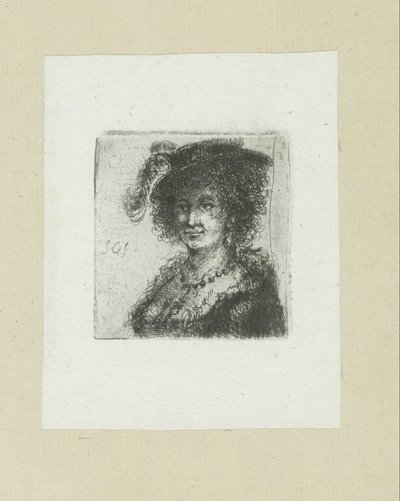 Vrouw met hoed met veer The Compleat Work of Etchings av John Chalon / Oeuvre Complette des Eaux Fortes av Jean Chalon (serietittel) av Jan Chalon