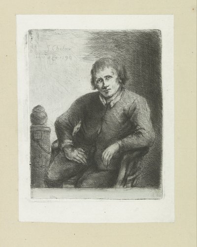 Sitter ved siden av en søyle The Compleat Work of Etchings av John Chalon / Oeuvre Complette des Eaux Fortes av Jean Chalon (serietittel) av Jan Chalon