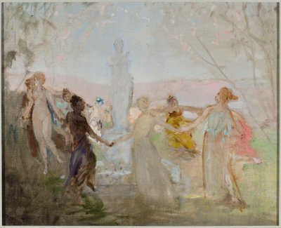 Skisse til maleriet «Prosesjon rundt statuen av Venus fra Milo» av Jan Ciągliński