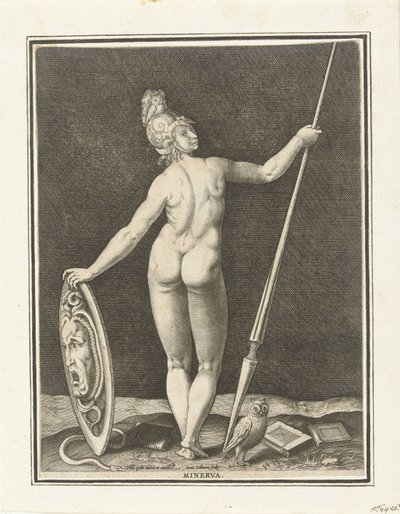 Minerva (tittel på objekt) Judgment of Paris (serietittel) av Jan Collaert (II)