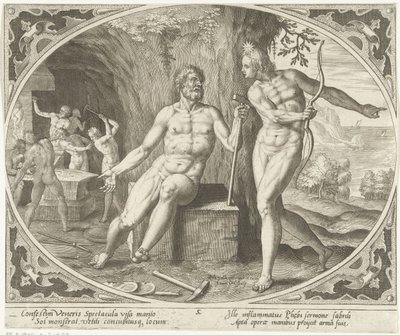 Phoebus informerer Vulcan om utroskapen Venus og Mars (serietittel) av Jan Collaert (II)