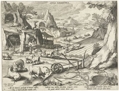Sølvalderen Aetas Argentea (tittel på objekt) The Four Ages of Man (serietittel) av Jan Collaert (II)