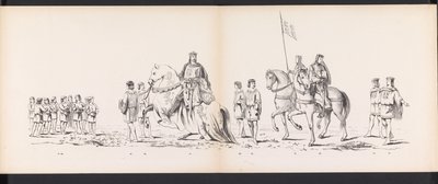 Masquerade of the Leiden Students, 1865 (plate 7) Kostymert prosesjon holdt av medlemmene av Leiden studentkorps den 6. juni 1865, for å feire 290-årsjubileet for Leidsche Hoogeschool, som viser: nederlendernes inntreden i av Jan Daniël Cornelis Carel Willem baron de Constant Rebecque