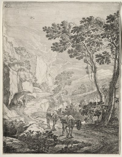 De to muldyrene. Rocca Aquatico nær Ancona. av Jan Dirksz Both