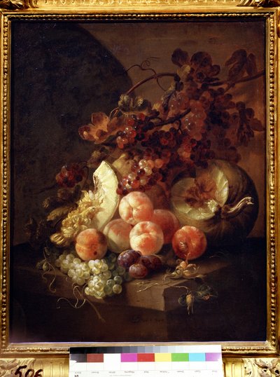 Stilleben med fersken. Maleri av Jan Frans van Son (1658-1718). Olje på lerret, 77 x 64 cm av Jan Frans van Son