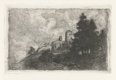 Kupert landskap med ruin av Jan Frederik van Deventer