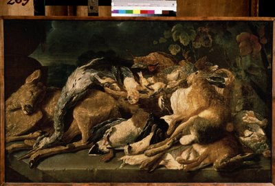 ""Stilleben med vilt"" (Stilleben) Hare, doe, ender. Maleri av Jan (Johannes) Fyt (1611-1661) 1640 Pushkin-museet, Moskva av Jan Fyt