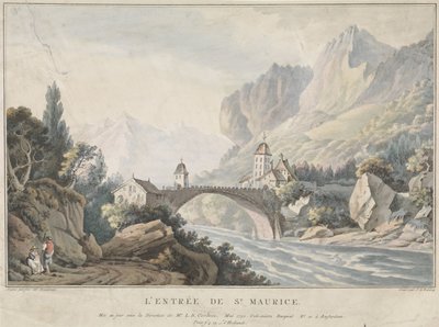 Utsikt over broen ved Saint Maurice i Sveits L