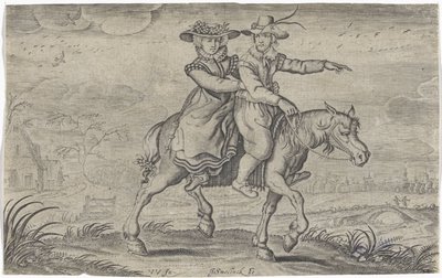 Mann og kvinne på hesteryggen av Jan Gerritsz Swelinck