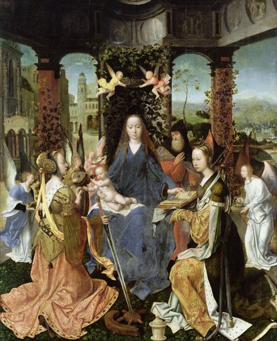 Madonna og barn med Maria Magdalena og St. Katarina av Jan Gossaert