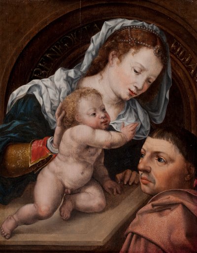 Maria med Jesusbarnet og giver av maleriet av Jan Gossaert