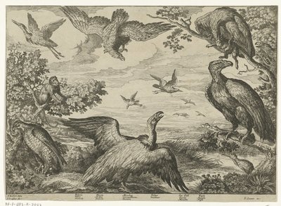 Verschillende vogels en een aap   1373410   no       norwegian Successfully Translated  Original: Christ crucified between the two thieves, the three Marys at the foot of the cross, 1612. Translat: Christ crucified between the two thieves, the three Marys  av Jan Griffier (I)