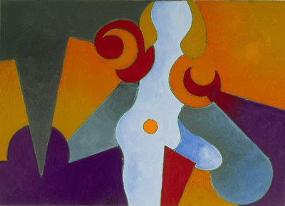 Blue Pin-Up Girl, 2009 (olje på lerret) av Jan Groneberg
