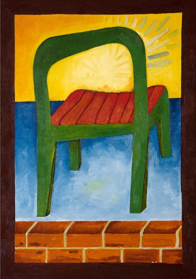 Chair in the Air, 2005 (olje på tre) av Jan Groneberg