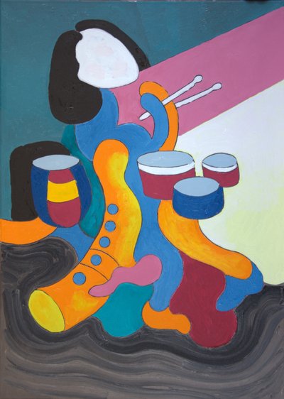 Little Drummer Girl, 2009 (olje på lerret) av Jan Groneberg