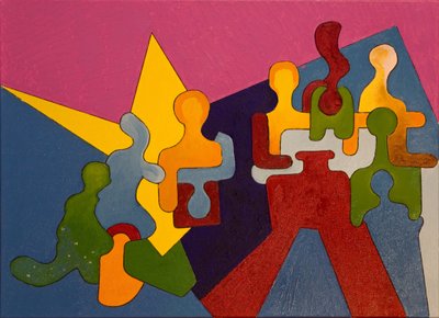 To velstående familier i strid, 2007 (olje på lerret) av Jan Groneberg